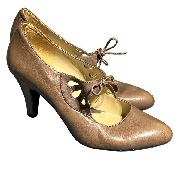 Naturalizer Collina Pavement Women's Leather Heels Size 8M Brown - Picture 4 of 6